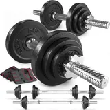 Hop-Sport 2in1 Gusseisen Hantelset 20kg Kurzhanteln 2er Set Langhantel Hanteln