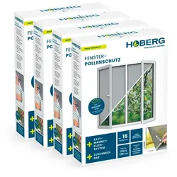 Hoberg Fenster-Pollenschutz mit Pollenschutz - 150 x 130 cm - 4er-Set