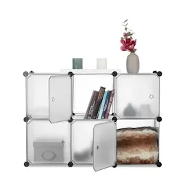 Relaxdays Regalsystem 6 Türen 98 x 66 x 32 cm Schwarz