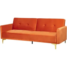 Beliani Schlafsofa 3-sitzer Lucan Samtstoff Orange