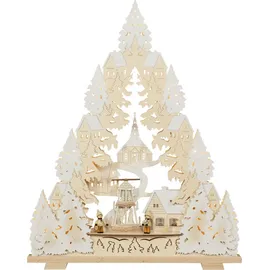 Saico Original LED Schwibbogen Premium-Line-Lichterbogen, Seiffener Kirche, Premium LED-Beleuchtung, warmweiß, BxHxT: 52x65,5x5 cm beige