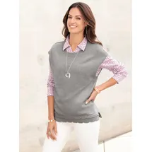 Inspirationen Pullunder "Pullunder", Damen, Gr. 48, grau (steingrau, meliert), 50% Viskose, 28% Polyester, 22% Polyamid, unifarben, Pullover