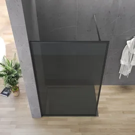 AQUABATOS Duschabtrennung Glas Walk in Dusche Duschwand Schwarz matt Duschtrennwand Glaswand 8 mm Einscheibensicherheitsglas mit Vollrahmen