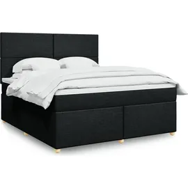 vidaXL Boxspringbett mit Matratze Schwarz 180x200 cm Stoff