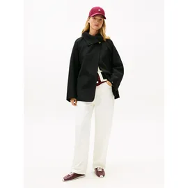 Tommy Hilfiger Damen Mantel Wool Funnel Coat mit Trichterkragen, Schwarz (Black), L-XL - XL