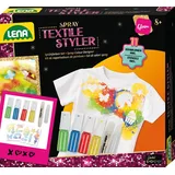 Lena Bastelset Textile Styler Spray 4 Farben 1 Glitter 8 Schablonen Konturenstift