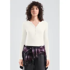 QS Geripptes Longsleeve Beige XXL