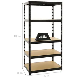 Proregal Schwerlastregal Metall 180x90x60 cm schwarz