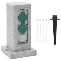vidaXL Gartensteckdose 4-fach Grau