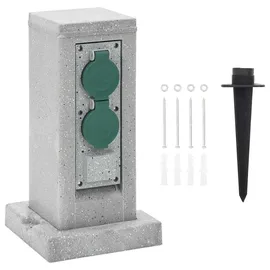 vidaXL Gartensteckdose 4-fach Grau