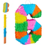 Relaxdays Pinata Zahl 6 HBT: 50,5 x 35,5 x 7,5 cm bunt