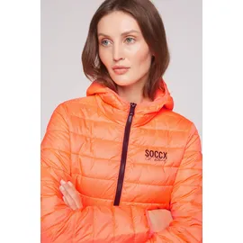 Soccx Damen, Leichte Steppjacke mit Kapuze Neon orange, L - L