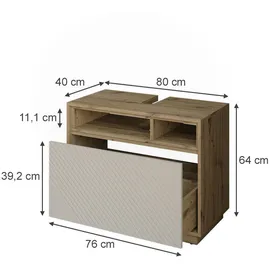 Vicco Waschbeckenunterschrank Beatrice, Cashmere/Artisan-Eiche, 80 x 64 cm mit Schublade