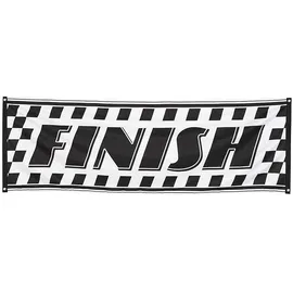 Boland 44751 - Dekorationsbanner Finish, Größe 74 x 220 cm, Ziel, Autorennen, Rennwagen, Banner, Wanddekoration, Hängedeko für Mottoparty