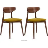 Esszimmerstühle 2 St rabi Gestell aus Massivholz, Gelb, Stoff/Holz, Scandinavian, 47x79x45 cm - Konsimo
