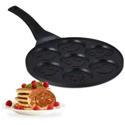 Relaxdays Pancake Pfanne mit Gesichtern Schwarz