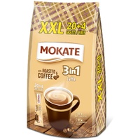MOKATE XXL Latte 3-in-1 Sticks, löslicher Bohnenkaffee, mit Creamer & Zucker & Kokosöl, Instant-Kaffee aus gerösteter Kaffeebohnen, koffeinhaltig 360g (24 x 15g)