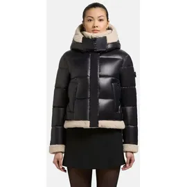 khujo Damen warme Winterjacke mit Plüschelementen und abnehmbarer Kapuze Nessie2 Black Gr. XL - XL