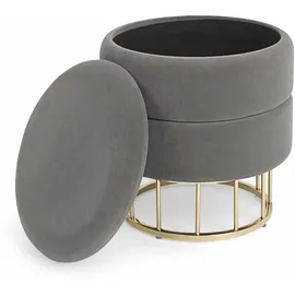 BIZZOTTO Hocker Pavlina Samt 38 x 42 x 38 cm Grau