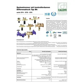 CALEFFI Systemtrenner BA 1/2 Zoll Sicherheitsventil