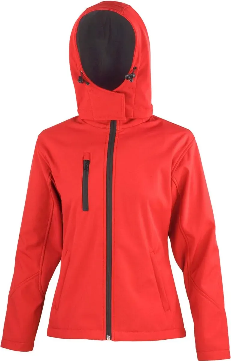 Result Damen 3-Lagen Softshell Kapuzenjacke Softshell-Jacke R230F red/black S