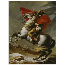 Glasbild ARTLAND "Napoleon bei der Überquerung der Alpen.", braun (farbe bild(er): braun), B:60cm H:80cm, Bilder, in verschiedenen Größen