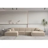 Fun Möbel Wohnlandschaft U-Form CELES PREMIUM XS in Stoff Opera Velvet Sand - Beige