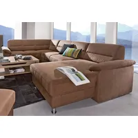 Wohnlandschaft SIT & MORE "Ascara U-Form", braun, B:312cm H:85cm T:204cm, NaturLeder in Sitz und Rücken, Korpus ist mit passendem Kunstleder bezogen.;Luxus-Microfaser (100% Polyester);Softlux-Kunstleder;Primabelle-Microfaser (100% Polyester), Sofas, Wohnlandschaft, inklusive Boxspring/Federkern-Polsterung, wahlweise mit Bettfunktion
