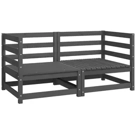 vidaXL Garten-Ecksofas 2 Stk. Grau Massivholz Kiefer