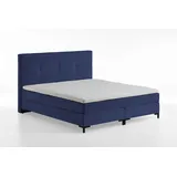 Atlantic Home Collection Romy Boxspringbett mit klassischen Kopfteil, Taschen-Federkernmatratze, inkl. Topper Navyblau, 160 x 200 cm