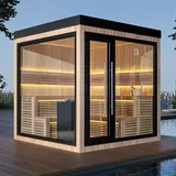 AWT Saunahaus Gartensauna Außensauna THE CUBE X5-L , Hemlock, 235x235, 9kW EOS C
