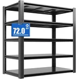 Schwerlastregal, 5 Etagen Lagerregal, Kellerregal Metall, TxBxH 60 x 120 x 183 cm, bis 1000 kg belastbar, Regal für Garage und Abstellraum, Steckregal, Werkstattregal, Schwarz