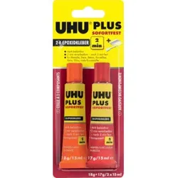 UHU 2-Komponentenepoxidkleber PLUS SOFORTFEST SB-Karte mit Tuben Binder 18g Härter