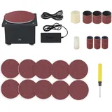 Mini-Tellerschleifer und Schleifrolle, elektrischer Kantenschärfer, 7 variable Geschwindigkeiten, 10 Schleifscheiben, 6 Schleifbänder, Heimwerker-Tischschleifer, Polierschleifmaschine für Holz,