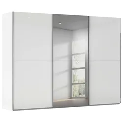 Schwebetürenschrank Fifty Weißglas/Grauspiegel
