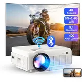 Projektor Native 1080P Full HD, 10000 Lumen Mini-LED-Projektor 4K-Unterstützung, Heimkino-Projektor kompatibel mit TV-Stick, Smartphone & Tablet - Weiß