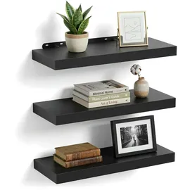 Relaxdays Wandregal 3er Set 40 x 4 x 23 cm Schwarz