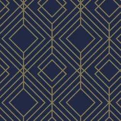 Clairefontaine Geschenkpapierrolle Excellia 80g, 50x0,70m, Geometrich gold/blau - Blau 202098C