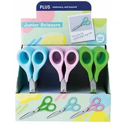 PLUS JAPAN Kinderscheren Junior blau, pink, grün 6,5 cm, 24 St.