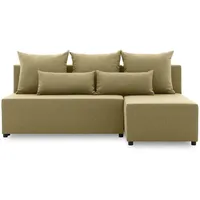 Ecksofa NOBU mit schlaffunktion und Bettkasten - L-förmig - Kronos Stoff - Modernes Design - Eckcouch in L-Form Stoff LUX 18 Olive - Olive