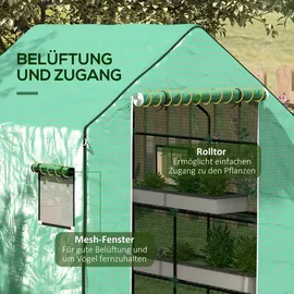 Outsunny Ersatzfolie mit UV-Schutz, Seitenfenster, Rolltür, Grün
