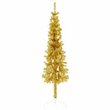 vidaXL Künstlicher Halb-Weihnachtsbaum mit Ständer Schlank Gold 120 cm