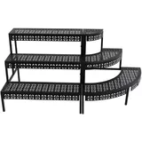 Eieblek Metall Blumentreppe, 3 Stufen Pflanzentreppe Blumenbank, Pflanzenregal Blumenregal, Blumenregal Eckregal Blumentopfständer Standregal für Garten Balkon Terrasse