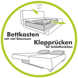 Jockenhöfer Schlafsofa JOCKENHÖFER GRUPPE "Til, B: 206 cm, Liegefl. 140x200 cm", beige (hellbeige), B:206cm T:98cm, Korpus: 95% Polyester, 5% Nylon;Kissen: 95% Polyester, 5% Nylon, Sofas, Schlafsofa, mit Bettfunktion & Bettkasten