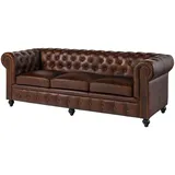 Massivmoebel24 Sessel Chesterfield Leder 82 x 75 x 216 cm Braun