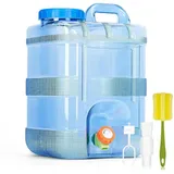 LuxusKollektion Wassertank Wasserkanister 15L mit Hahn Transparent Blau beige