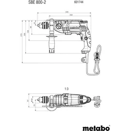 Metabo Schlagbohrmaschine SBE 800-2 (601744500) Kunststoffkoffer