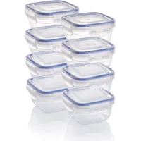 GRIZZLY Kunststoff Frischhaltedosen Set, 8x Vorratsdosen mit Deckel, quadratisch,