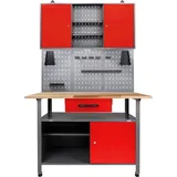 ONDIS24 Werkstatt Set Klaus 120 cm 1 Schrank LED rot