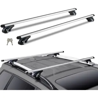 Vevor Dachträger Universal Dachgepäckträger Auto Alu Querträger 90 kg Tragkraft, für erhöhte Seitenschiene mit Lücke, passend Innenabstand des Dachbalkens 19-118 cm, Rohrdurchmesser 28-68 mm